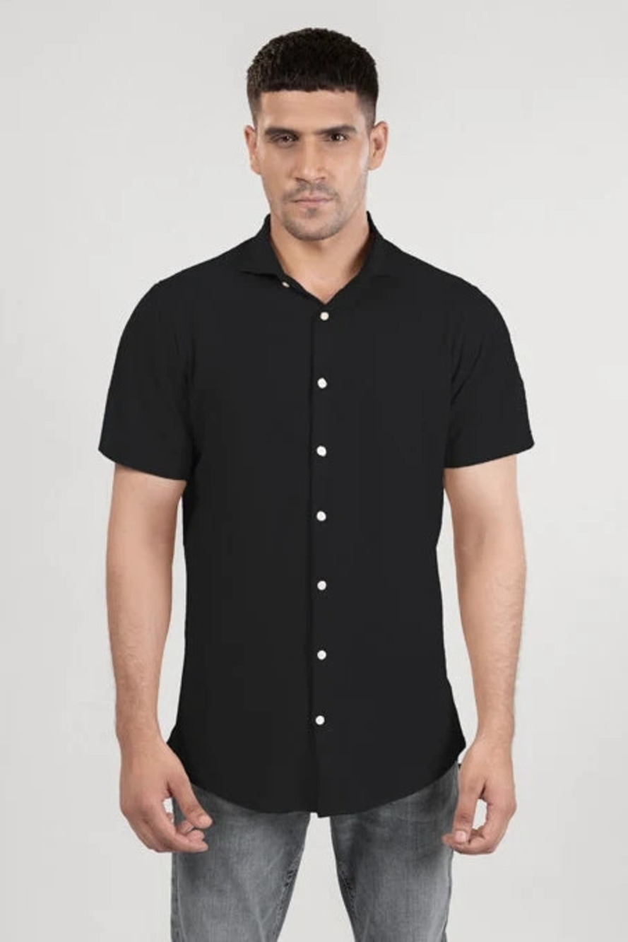 Brisk Black Knitted Soft Pique Short Sleeve Shirt/22227